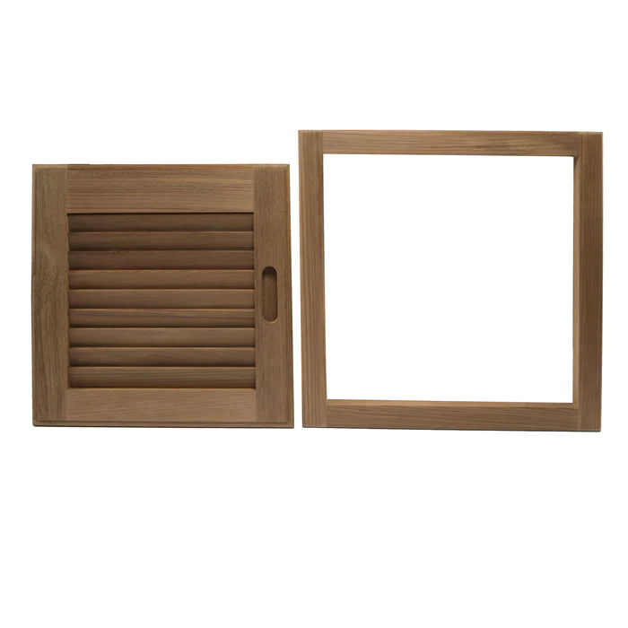 15" Premium Grade Teak Right-Handed Louvered Door & Frame