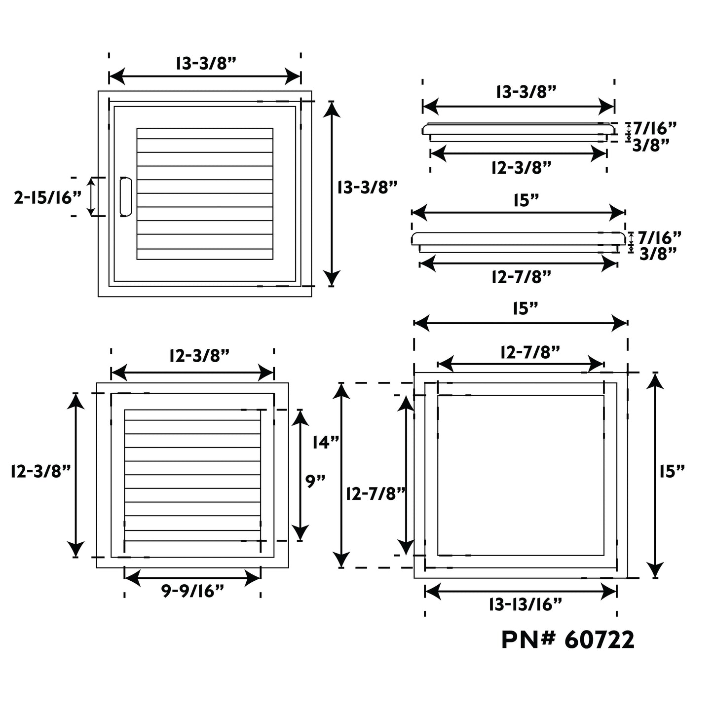 15" Premium Grade Teak Right-Handed Louvered Door & Frame