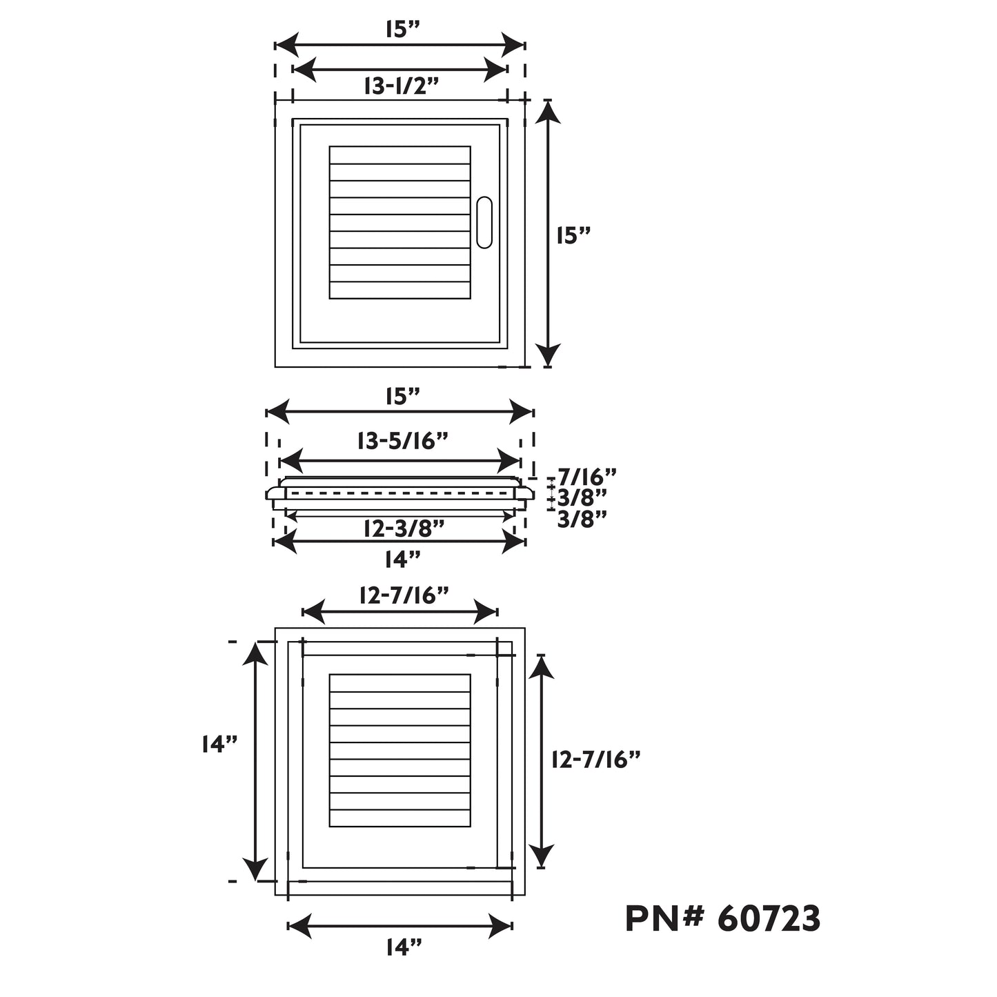 15" Premium Grade Teak Left-Handed Louvered Door & Frame