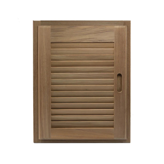20" Premium Grade Teak Left-Handed Louvered Door & Frame