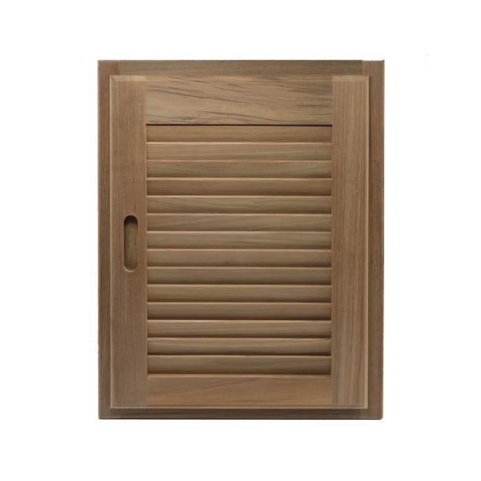 20" Premium Grade Teak Right-Handed Louvered Door & Frame