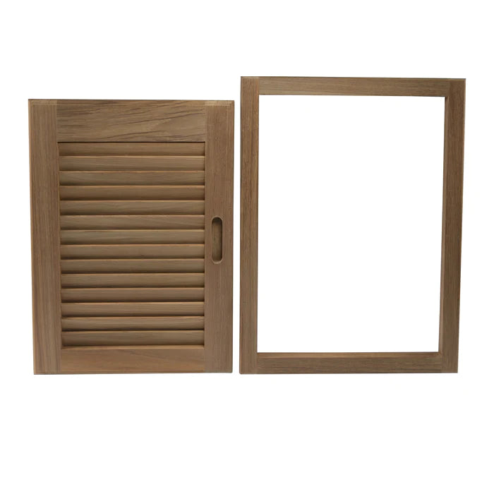 20" Premium Grade Teak Left-Handed Louvered Door & Frame