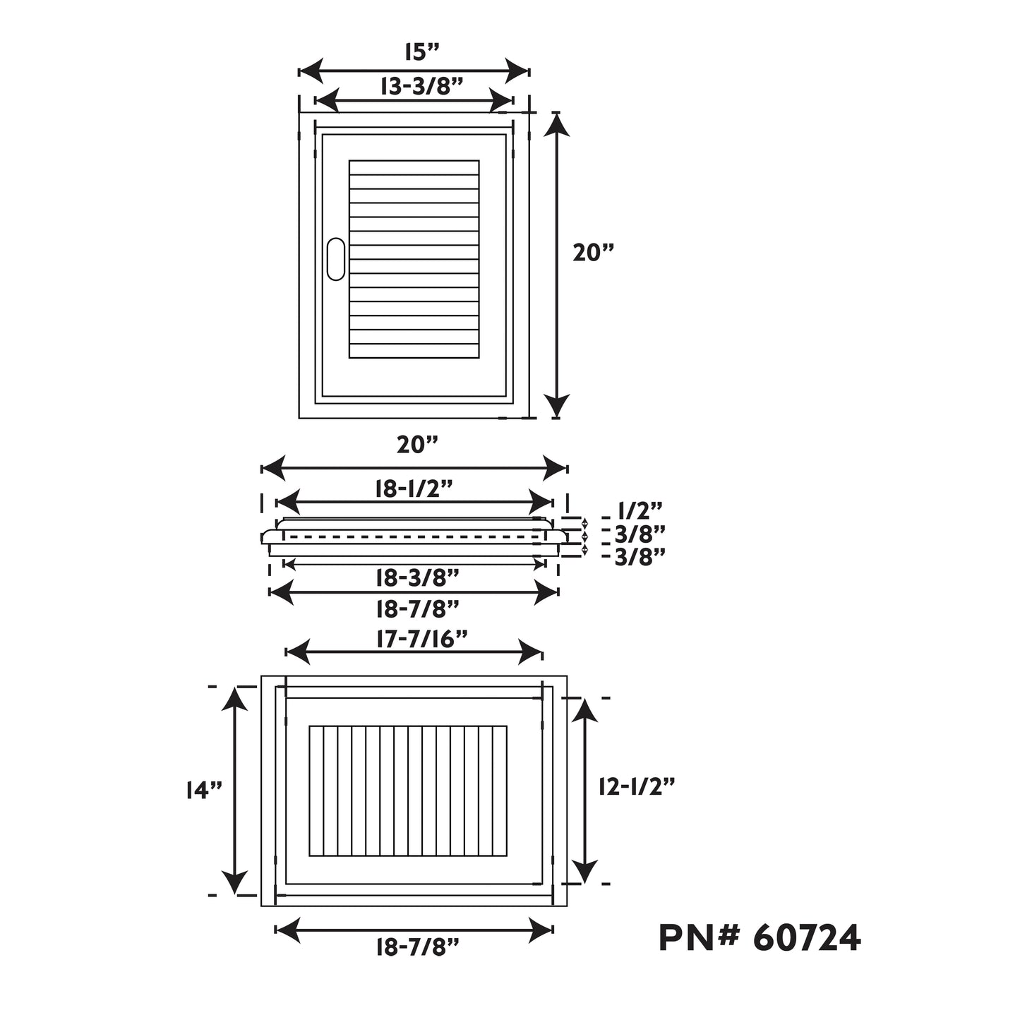 20" Premium Grade Teak Right-Handed Louvered Door & Frame