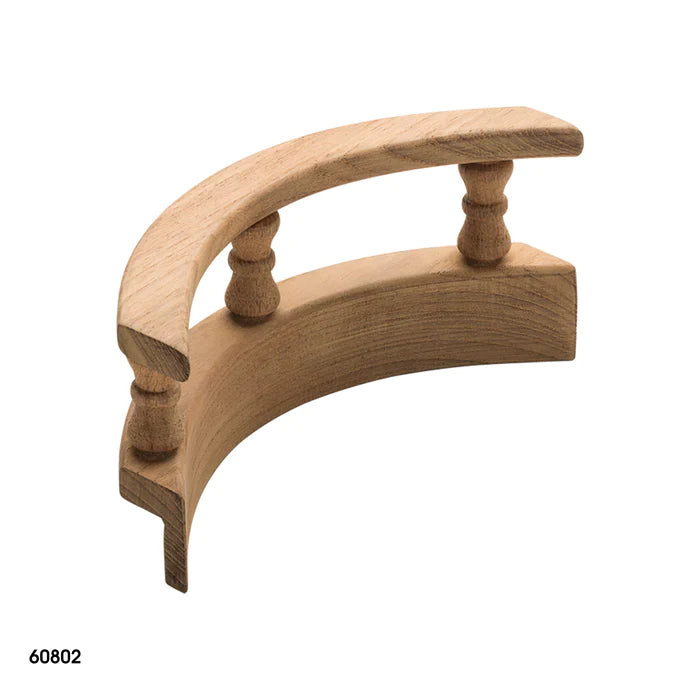 3-1/2" x 8" 90° Premium Grade Teak L-Type Pin Rail Inside Corner