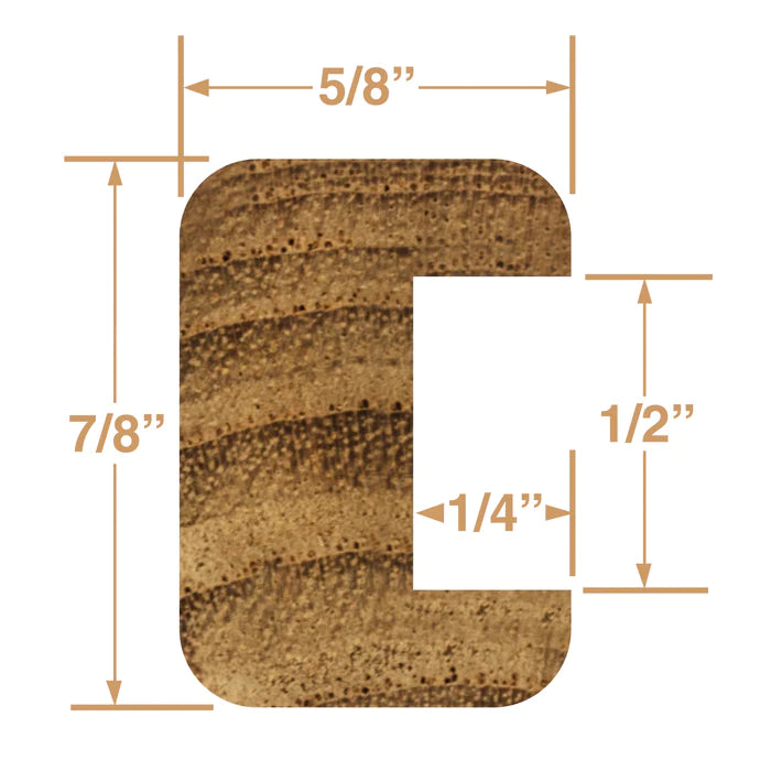 1/2" Premium Grade Teak Track Bulkhead Moldings