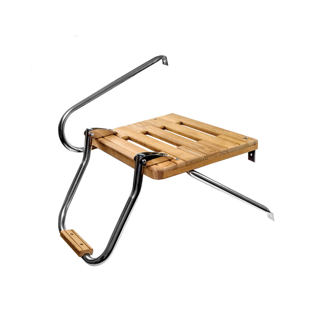 Outboard Teak Swim Platforms with Ladder and Mounting Hardware
