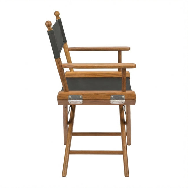 Premium Grade Teak Folding Newport Directors Chair with Black Sunbrella® Fabric Seat Slings