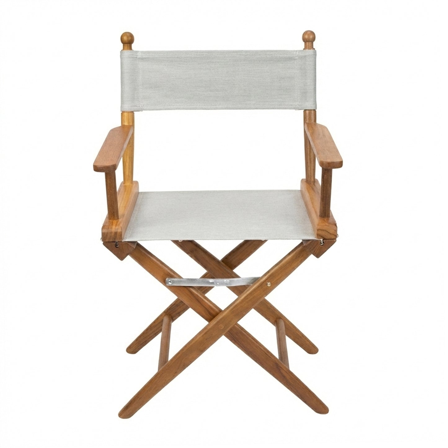 Premium Grade Teak Folding Newport Directors Chair with Grey Sunbrella® Fabric Seat Slings