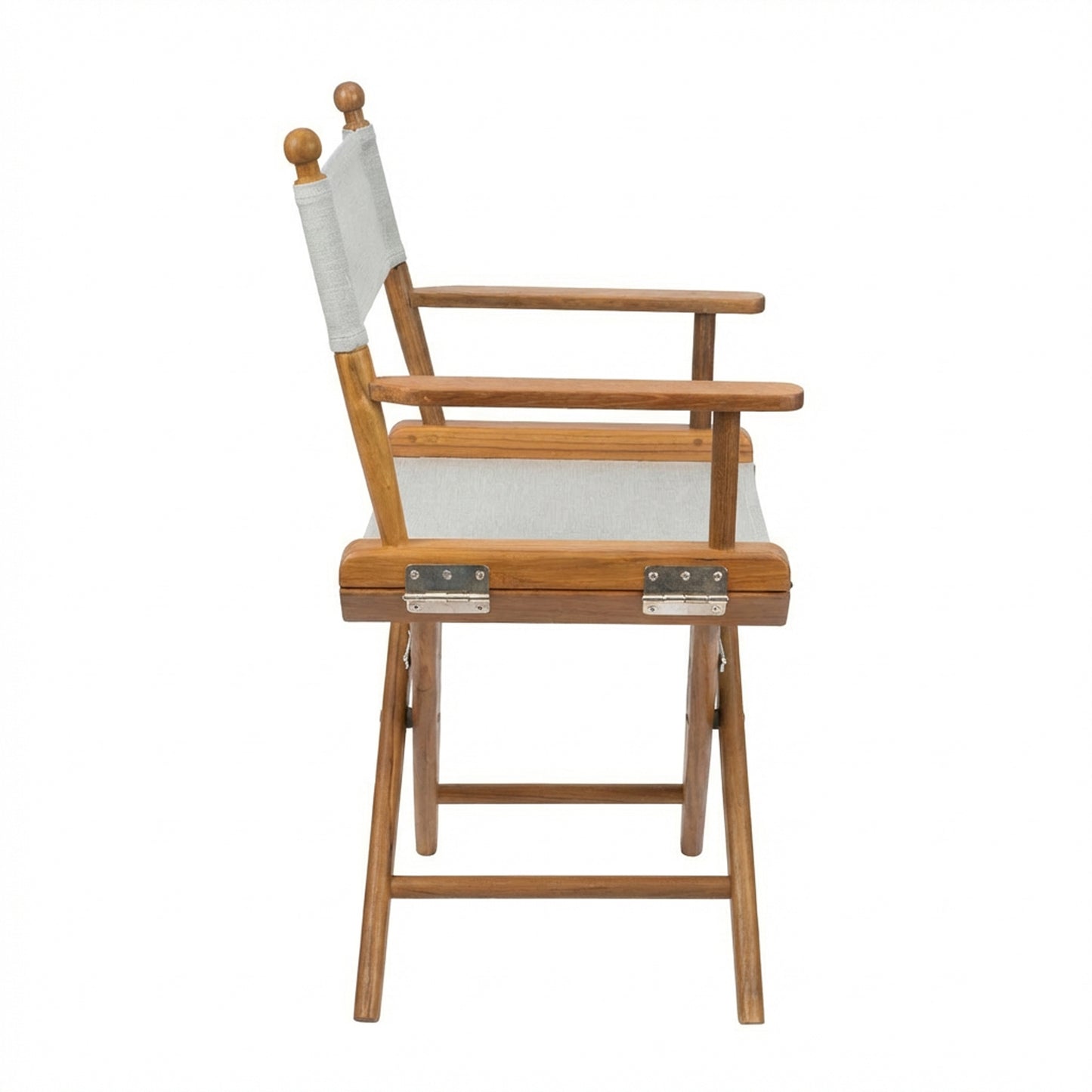 Premium Grade Teak Folding Newport Directors Chair with Grey Sunbrella® Fabric Seat Slings