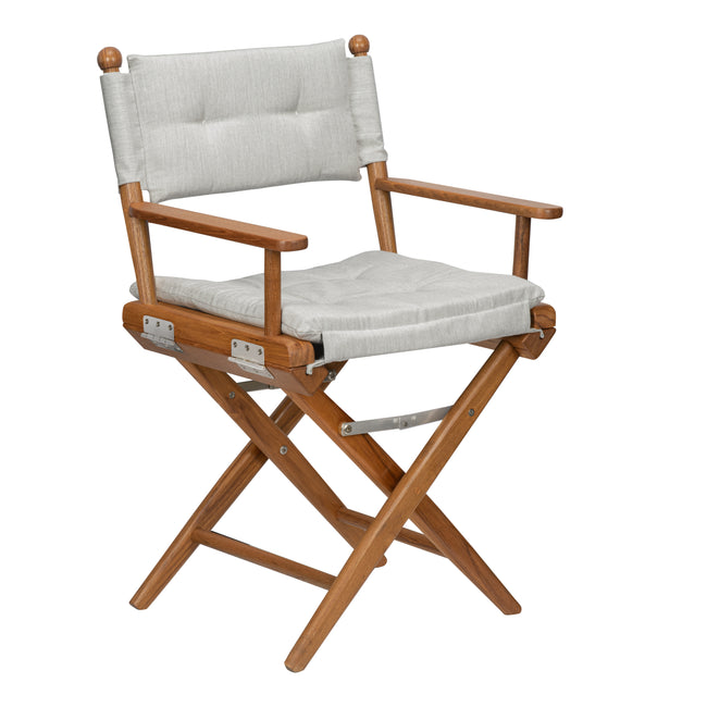 Premium Grade Teak Newport Folding Director's Chair with Graphite Sunbrella® Fabric Seat Cushions