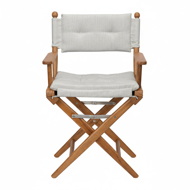 Premium Grade Teak Newport Folding Director's Chair with Graphite Sunbrella® Fabric Seat Cushions