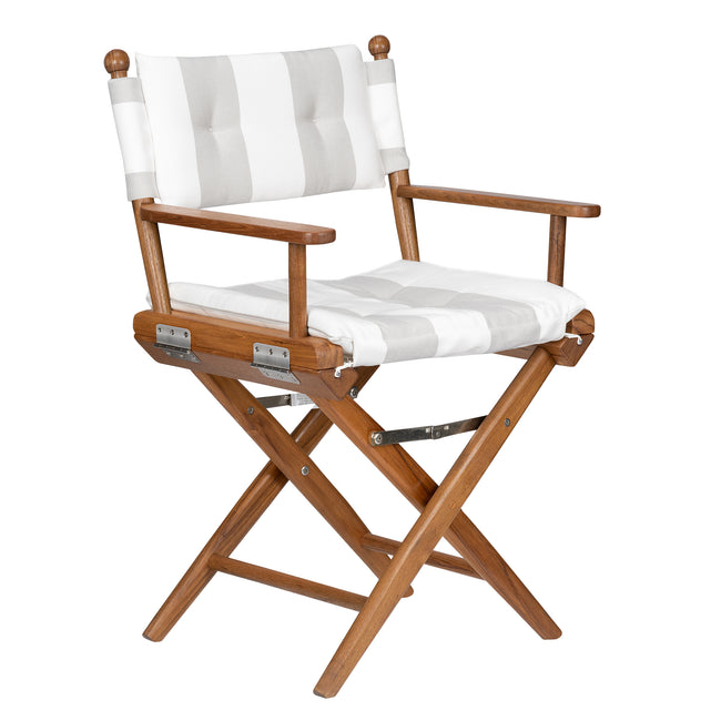 Premium Grade Teak Newport Folding Director's Chair with Solana Seagull Sunbrella® Fabric Seat Cushions
