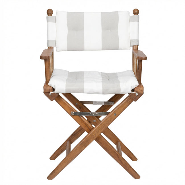 Premium Grade Teak Newport Folding Director's Chair with Solana Seagull Sunbrella® Fabric Seat Cushions