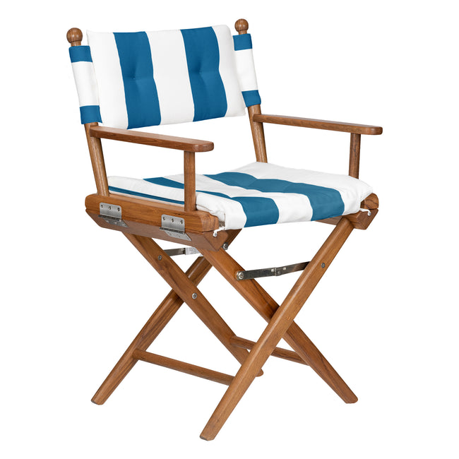 Premium Grade Teak Newport Folding Director's Chair with Cabana Regatta Sunbrella® Fabric Seat Cushions