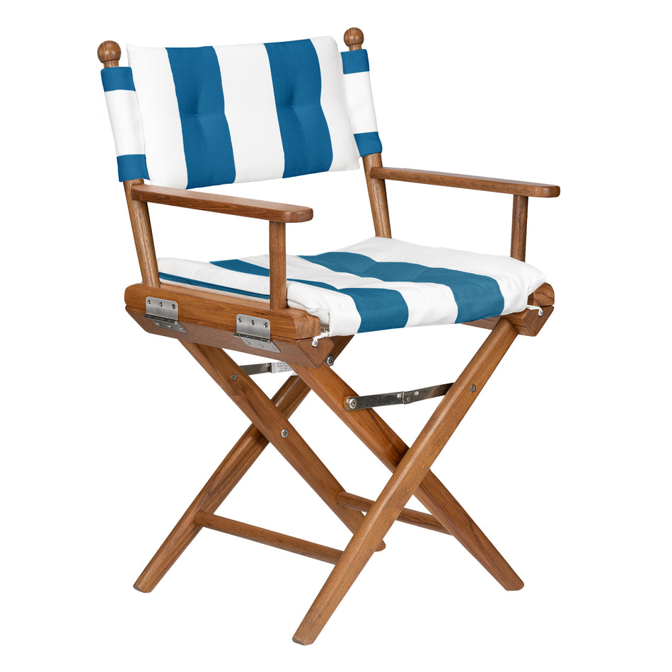 Premium Grade Teak Newport Folding Director's Chair with Cabana Regatta Sunbrella® Fabric Seat Cushions