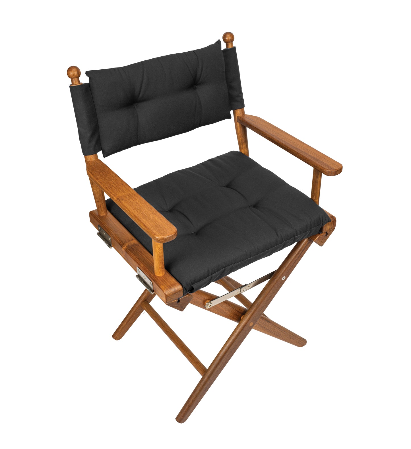 Oiled Finish Director's Chair with Black Cushions