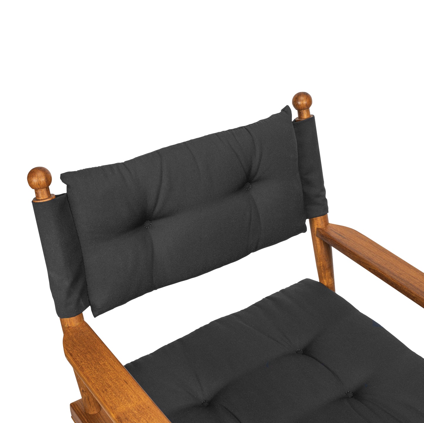 Oiled Finish Director's Chair with Black Cushions