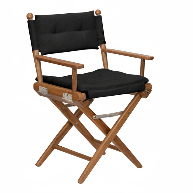 Premium Grade Teak Newport Folding Director's Chair with Black Sunbrella® Fabric Seat Cushions