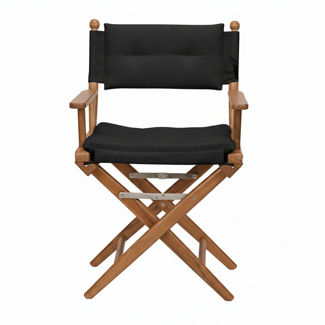 Premium Grade Teak Newport Folding Director's Chair with Black Sunbrella® Fabric Seat Cushions