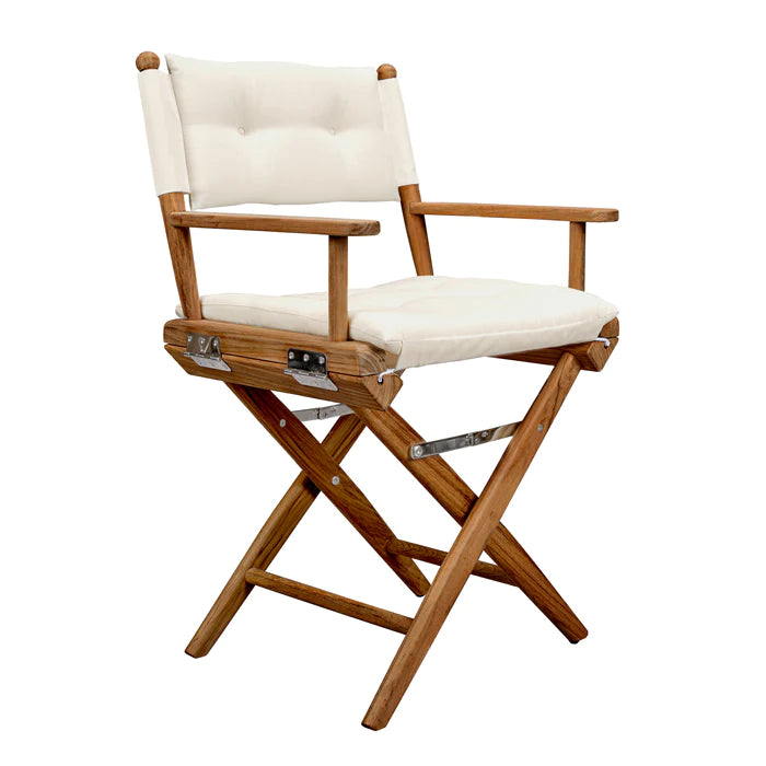 Oiled Finish Director's Chair with Creme Cushions