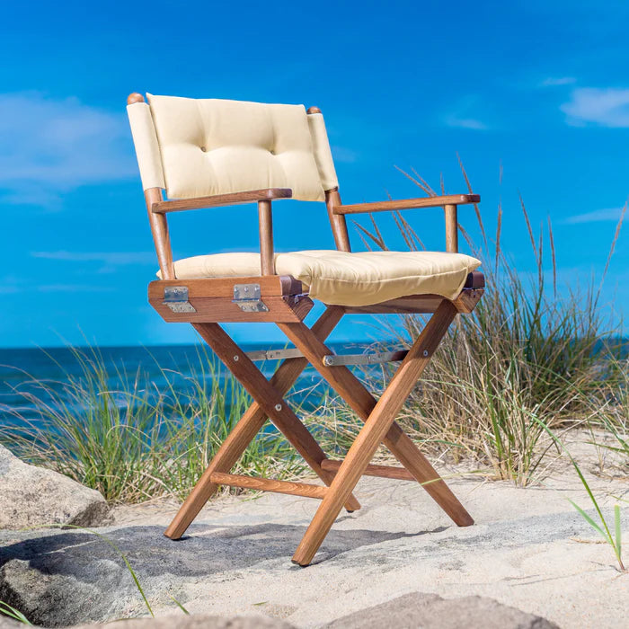 Oiled Finish Director's Chair with Creme Cushions