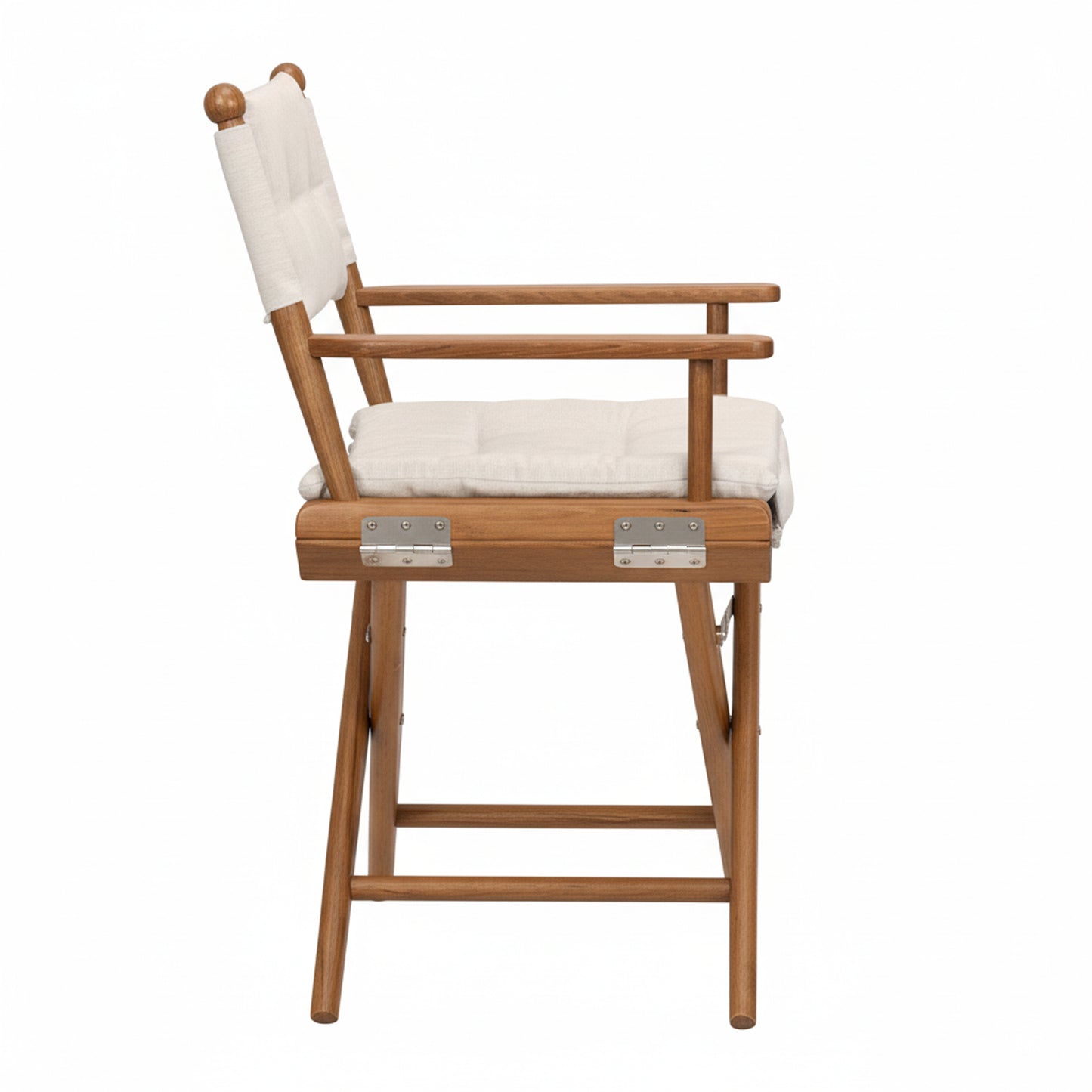 Premium Grade Teak Newport Folding Director's Chair with Oyster Sunbrella® Fabric Seat Cushions
