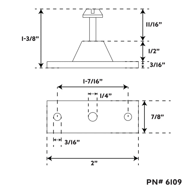 7/8" x 2" 316 Stainless Steel Side Mount Deck Hinge
