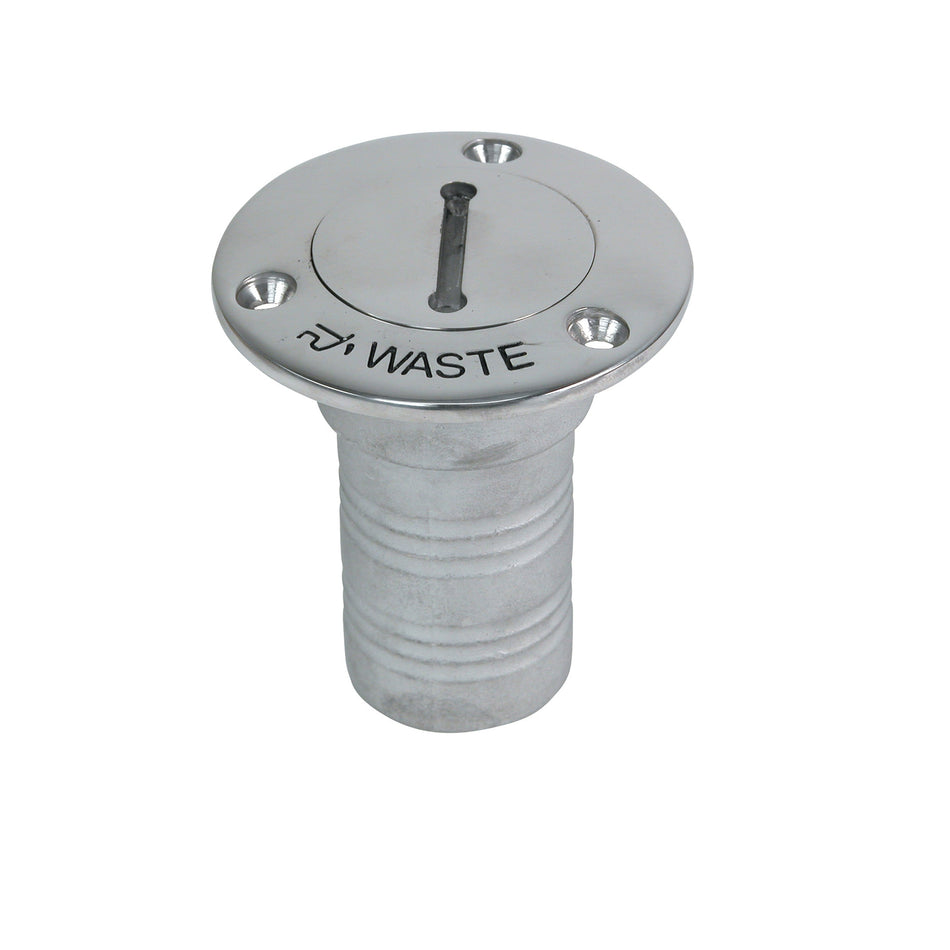 90° 316 Stainless Steel Hose Deck Fill with Key (Waste)
