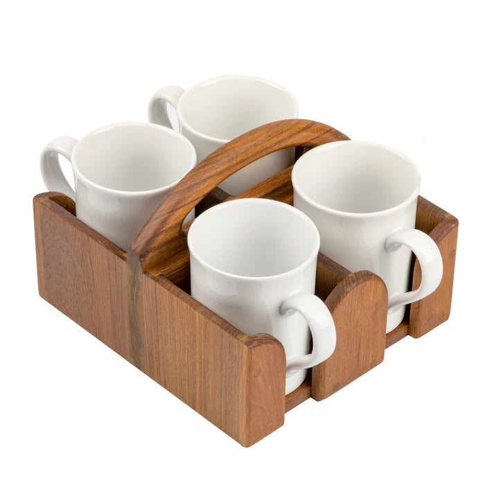 7-3/4" Premium Grade Teak 4 Teak Mug Holder