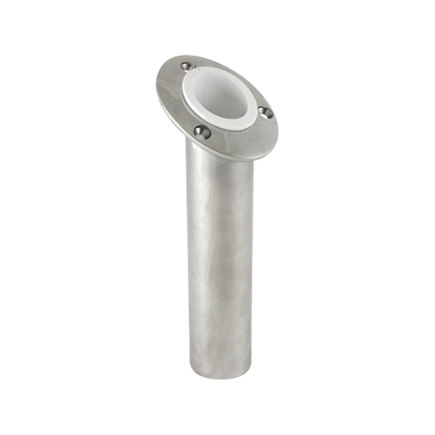 316 Stainless Steel/ White Vinyl 30° Flush Mount Rod Holder with No Cap