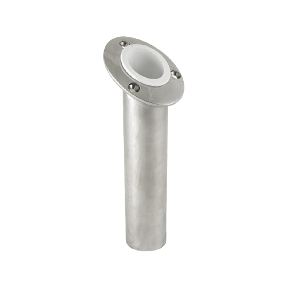 30° 316 Stainless Steel White Vinyl Flush Mount Rod Holder with No Cap