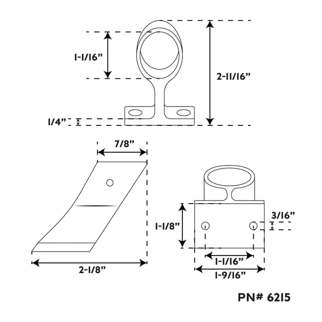 Left 1-1/2" 316 Stainless Steel Center Handrail Stanchion