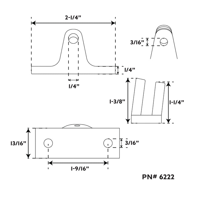 7/8" x 2" 316 Stainless Steel Angle Base Deck Hinge with 1/4" - 20 Bolt