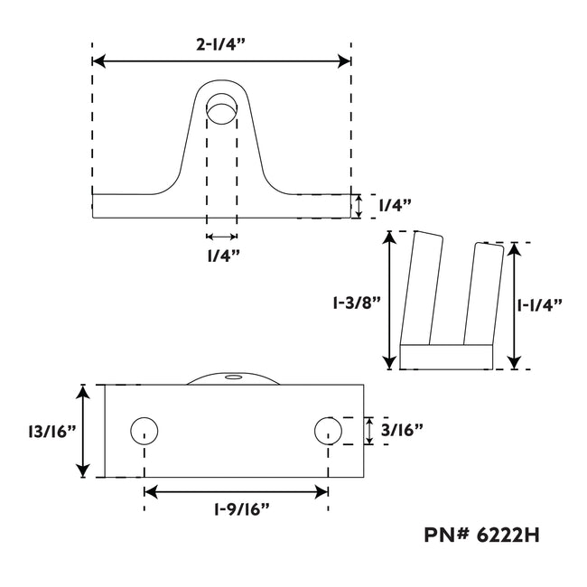 7/8" x 2" 316 Stainless Steel Angle Base Deck Hinge with 1/4"