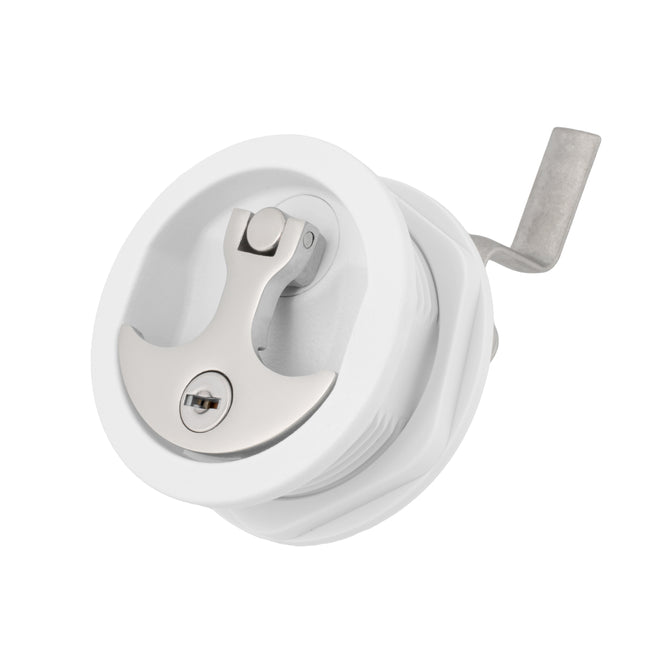 White Nylon & 316 Stainless Steel T-Style Compression Handle - Locking