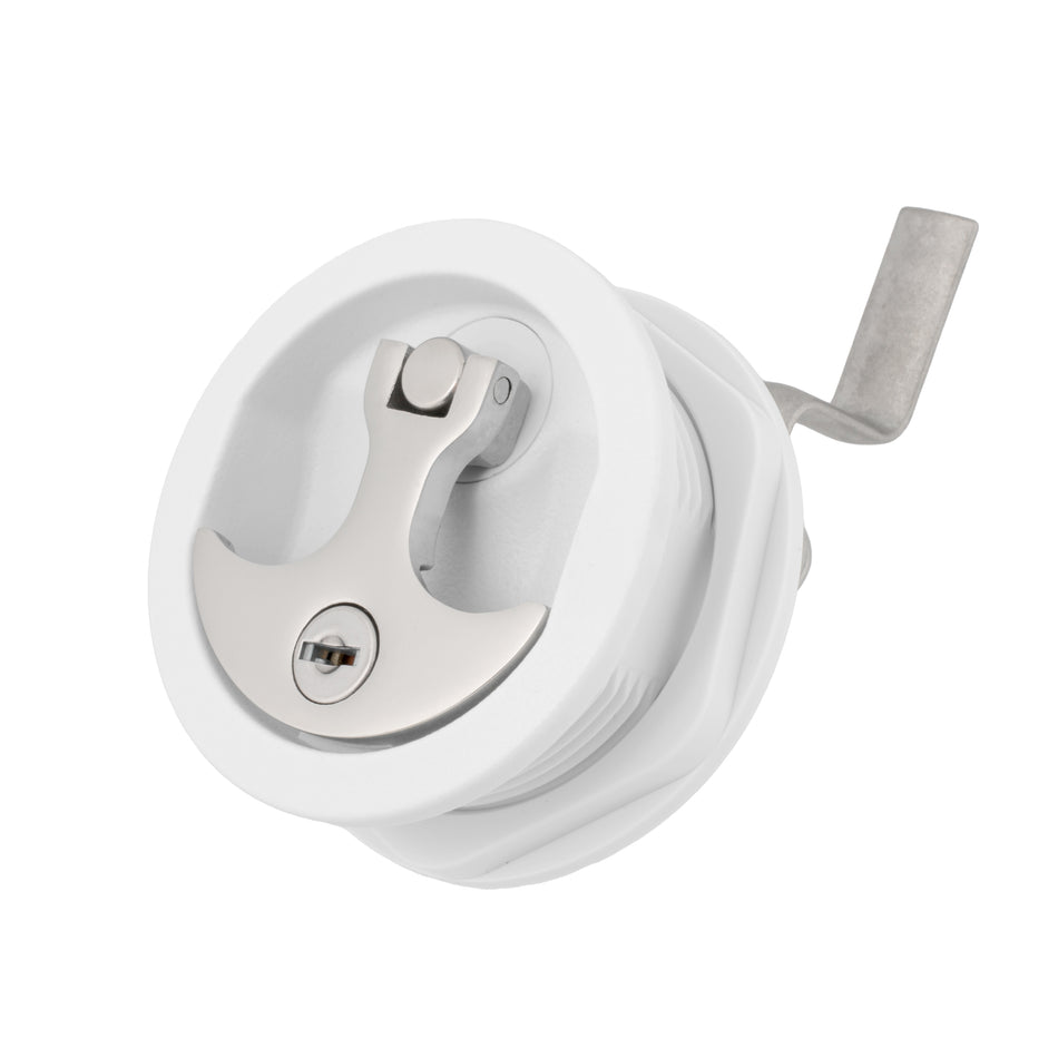 3" White Nylon & 316 Stainless Steel T-Style Compression Handle - Locking