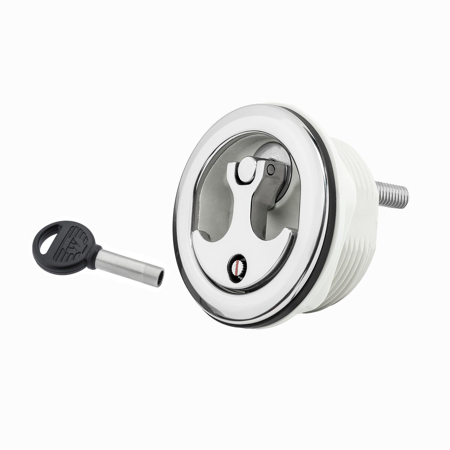 White Nylon & Stainless Steel Over Molded T-Style Compression Handle Locking