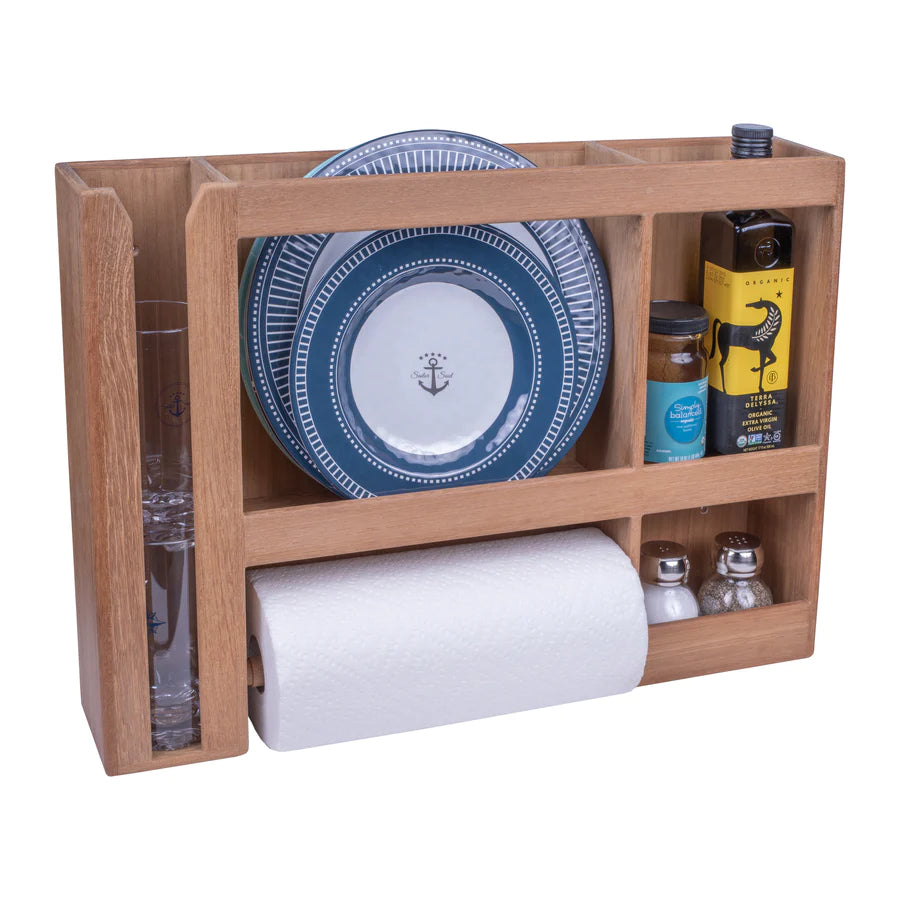 22-1/4" Premium Grade Teak Dish/Cup/Paper Towel Rack