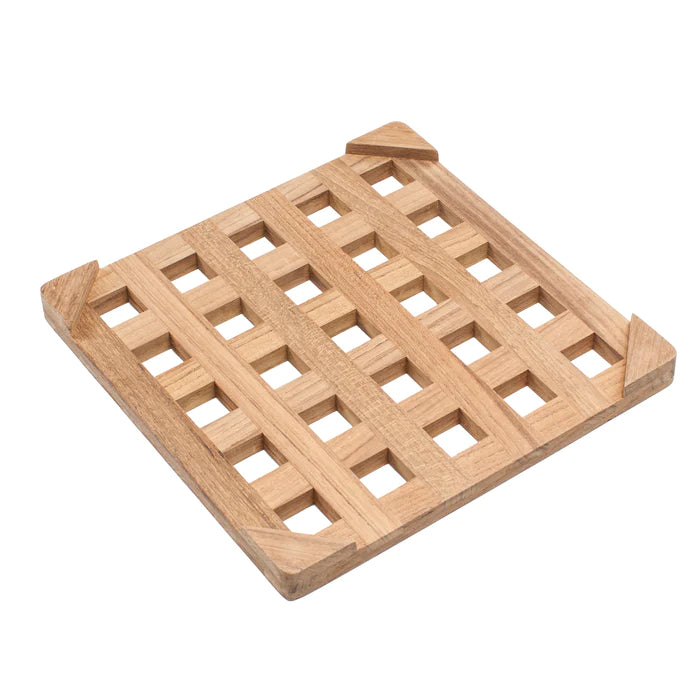 Premium Grade Teak Large Square Trivet