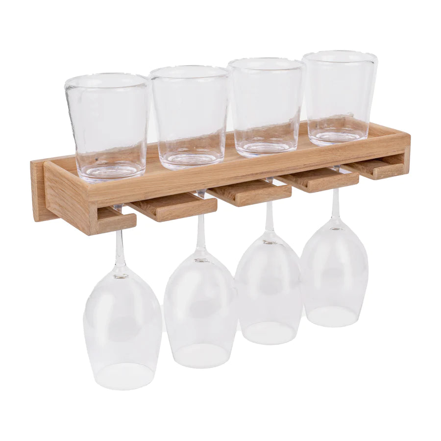 17-1/2" Premium Grade Teak Wineglass Rack with Shelf