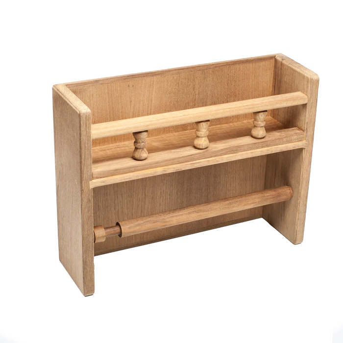 13-1/16" Premium Grade Teak Spice Rack with Paper Towel Holder