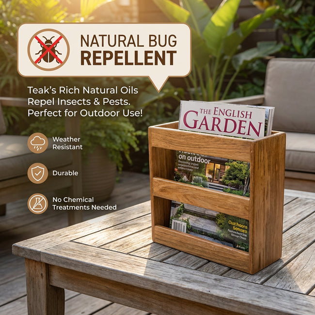 9-3/4" Premium Grade Teak Magazine/Utility Rack