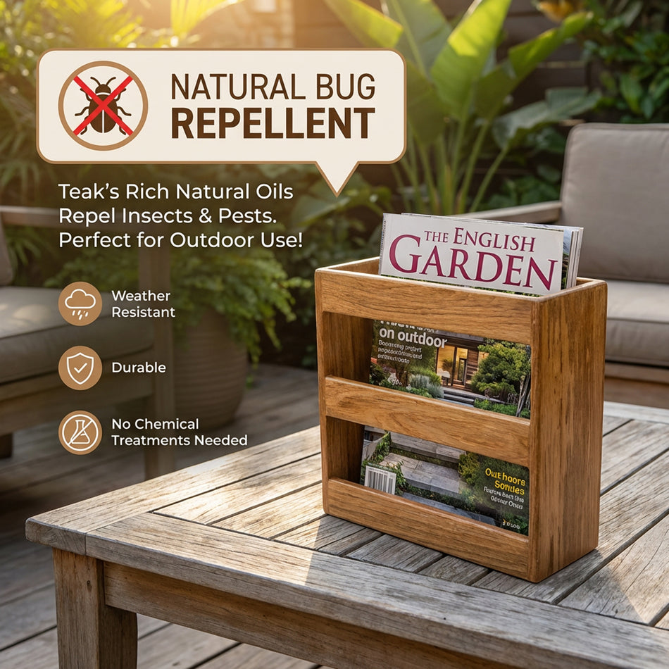9-3/4" Premium Grade Teak Magazine/Utility Rack
