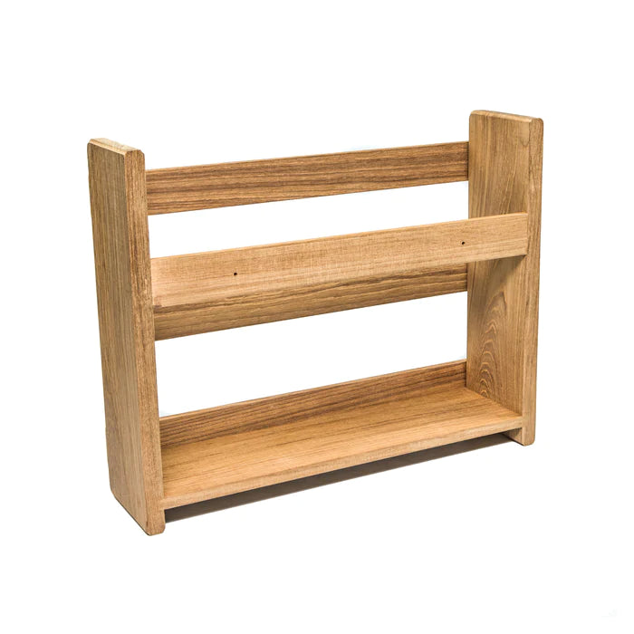 Whitecap Teak Double-Wide Magazine Rack - Wall Mount Or Standalone, 9.5x18.3x4.1 Inch