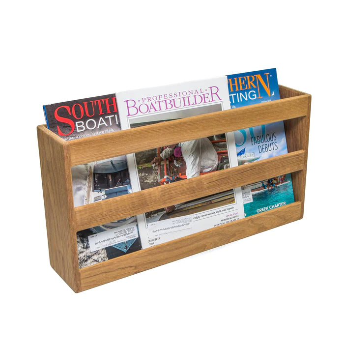 18-3/8" Premium Grade Teak Double-Wide Magazine Rack