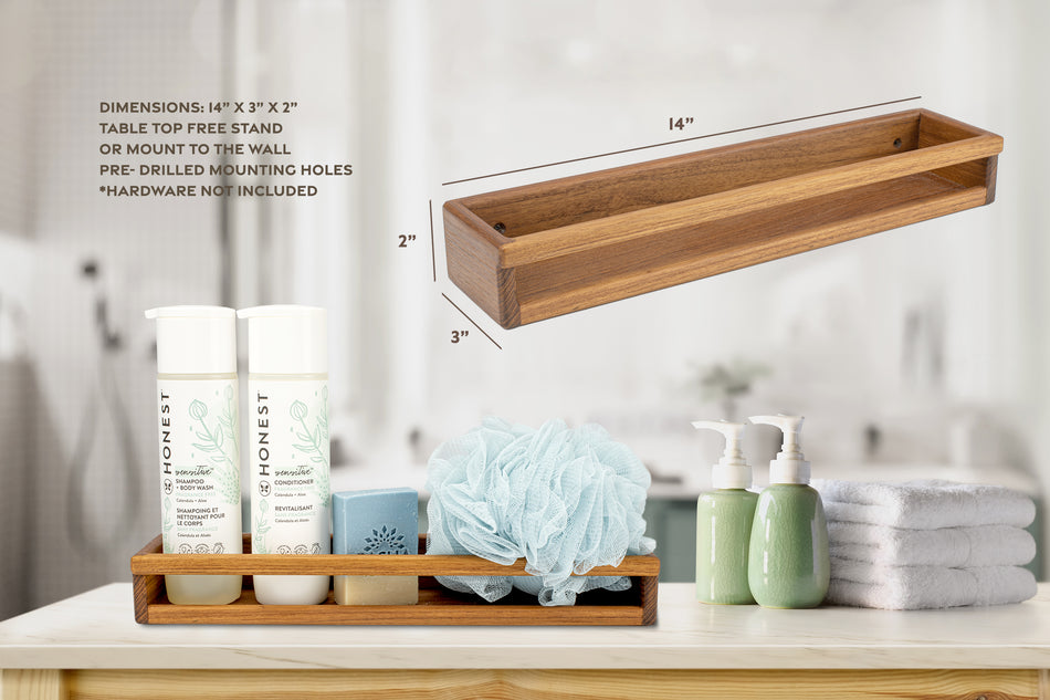 13-1/2" Premium Grade Teak Shower Caddy Shelf