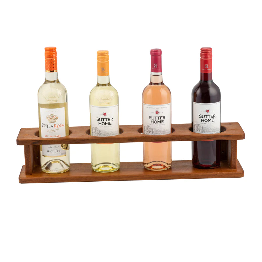 Premium Grade Teak Four Bottle Wine Holder