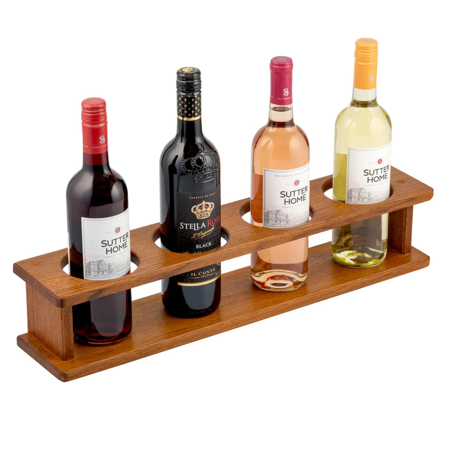 Premium Grade Teak Four Bottle Wine Holder