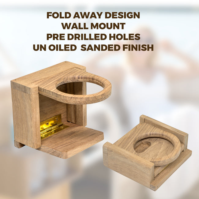 4-5/16" Premium Grade Teak Folding Drink Holder