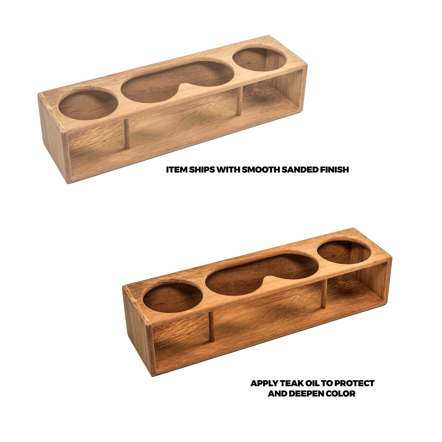 16-1/2" Premium Grade Teak Four Insulated Drink/Binocular Rack